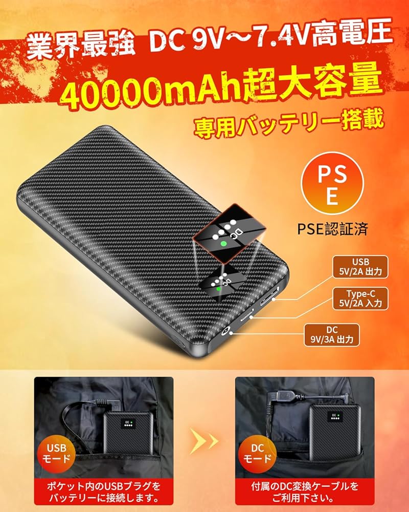 Amazon | [KLIFE] 【2024高温版75℃ ヒーターベスト＆DC9V 3A高